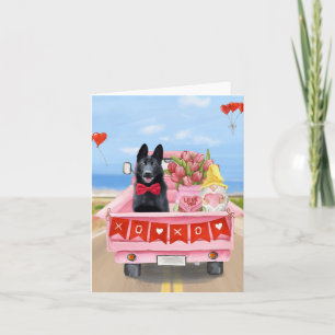 Deutscher Schäferhund Valentinstag Truck Herzen Karte