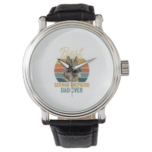 Deutscher Schäferhund-Vater Vintage-Sonnenuntergan Armbanduhr