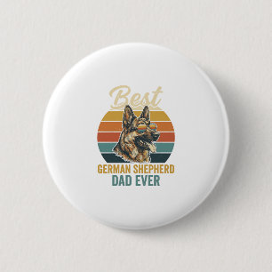 Deutscher Schäferhund-Vater Vintage-Sonnenuntergan Button