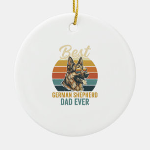 Deutscher Schäferhund-Vater Vintage-Sonnenuntergan Keramik Ornament