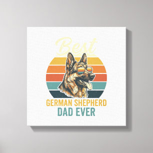 Deutscher Schäferhund-Vater Vintage-Sonnenuntergan Leinwanddruck