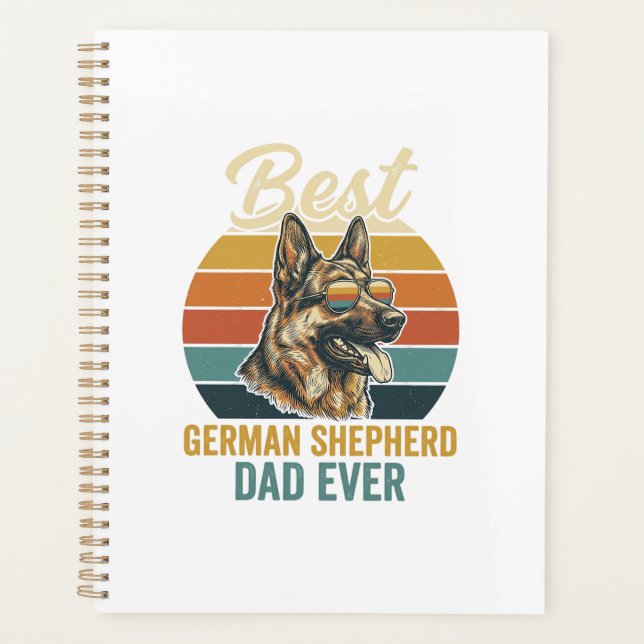Deutscher Schäferhund-Vater Vintage-Sonnenuntergan Planer (Vorderseite)