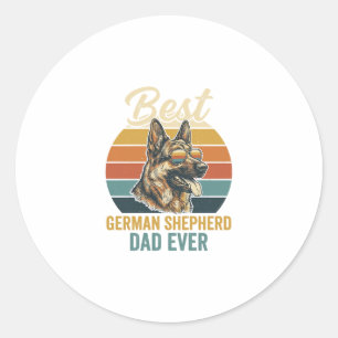 Deutscher Schäferhund-Vater Vintage-Sonnenuntergan Runder Aufkleber