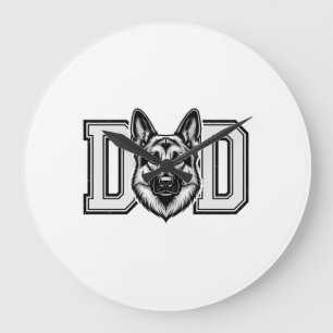Deutscher Schäferhund-Vater Vintage-Vector-Shirt-D Große Wanduhr