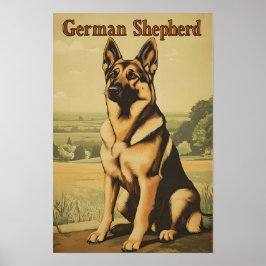 Deutscher Schäferhund Vintage Kunst Poster