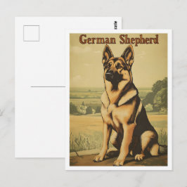 Deutscher Schäferhund Vintage Kunst Postkarte