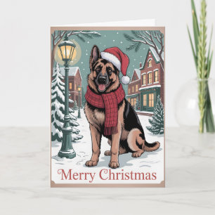 Deutscher Schäferhund vintage Weihnachten Karte