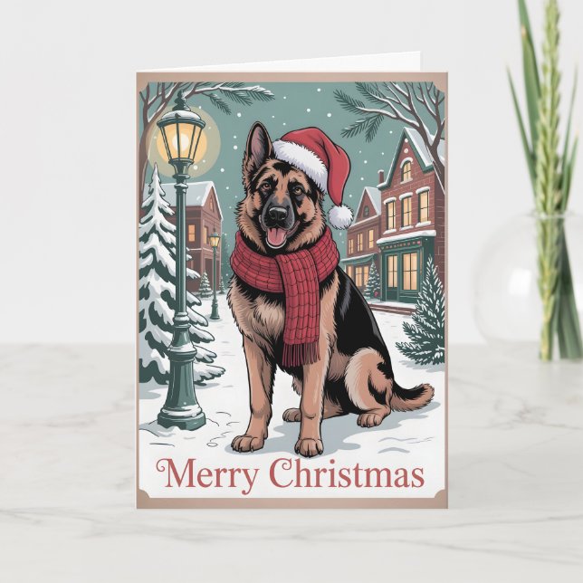 Deutscher Schäferhund vintage Weihnachten  Karte (Vorderseite)