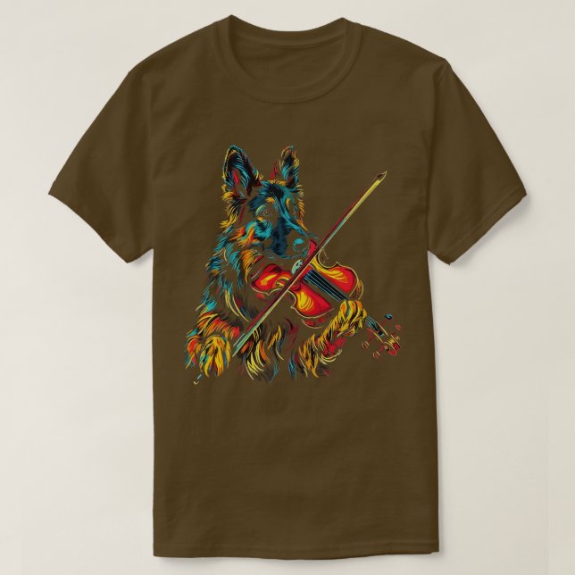 Deutscher Schäferhund Violine spielen T-Shirt (Design vorne)