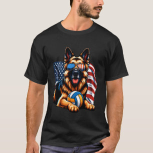 Deutscher Schäferhund Volleyball Liebhaber USA Fla T-Shirt