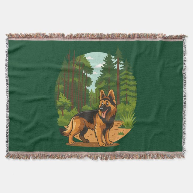 Deutscher Schäferhund Wald Abenteuer Hund  Decke (Vorderseite)