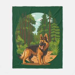Deutscher Schäferhund Wald Abenteuer Hund Fleecedecke