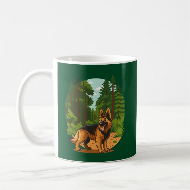 Deutscher Schäferhund Wald Abenteuer Hund  Kaffeetasse (Links)