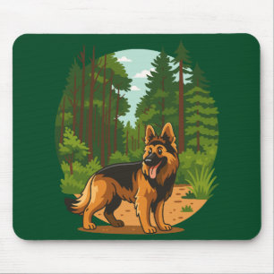 Deutscher Schäferhund Wald Abenteuer Hund Mousepad