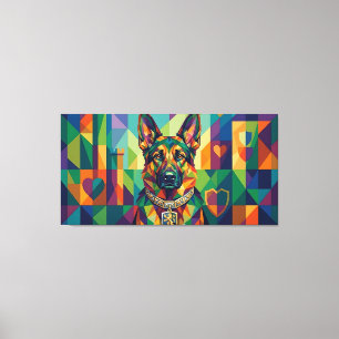 Deutscher Schäferhund Wappen Pop Art Portrait Leinwanddruck