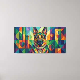 Deutscher Schäferhund Wappen Pop Art Portrait Leinwanddruck