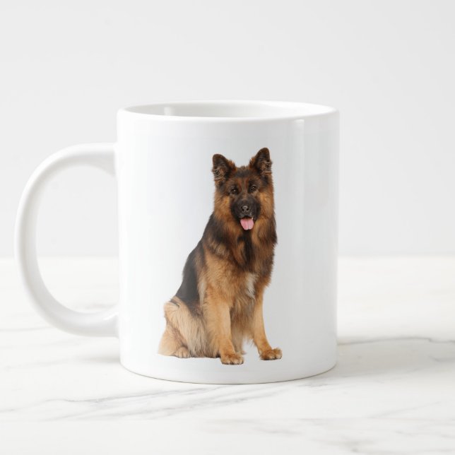 Deutscher Schäferhund, Wäscherin gerade Design, Hu Jumbo-Tasse (Links)
