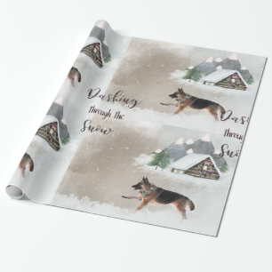 Deutscher Schäferhund Wasserfarben Happy Holiday  Geschenkpapier