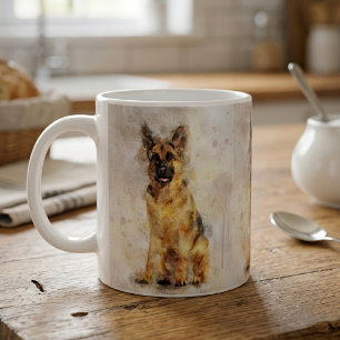 Deutscher Schäferhund Wasserfarben-Hundeporträt-Ku Kaffeetasse