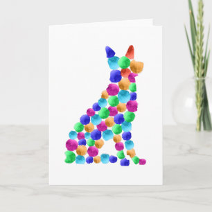 Deutscher Schäferhund Watercolor Farbpunktart Karte