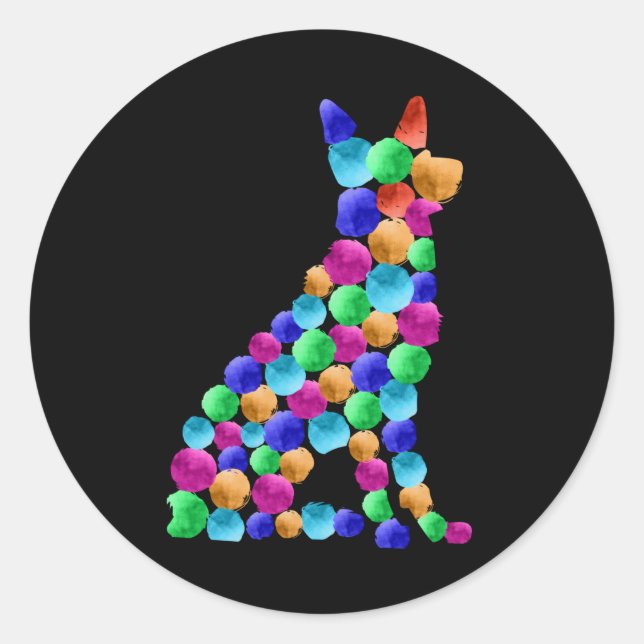 Deutscher Schäferhund Watercolor Farbpunktart Runder Aufkleber (Vorderseite)