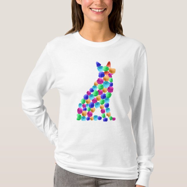 Deutscher Schäferhund Watercolor Farbpunktart T-Shirt (Vorderseite)