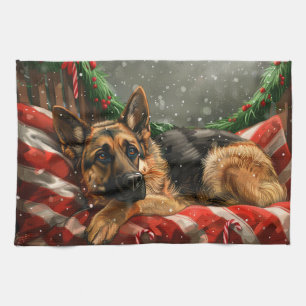 Deutscher Schäferhund Weihnachten Festlich Geschirrtuch