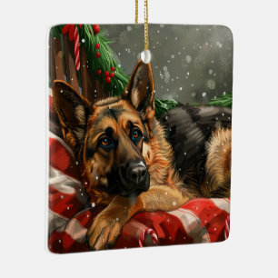 Deutscher Schäferhund Weihnachten Festlich Keramikornament