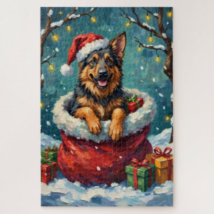 Deutscher Schäferhund Weihnachten Santa-Tasche Abe Puzzle