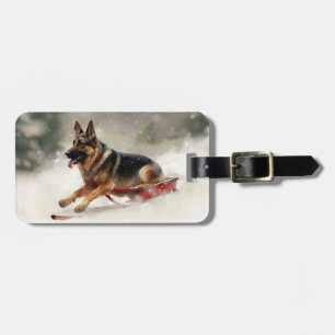 Deutscher Schäferhund Weihnachten Schnee Winter Gepäckanhänger