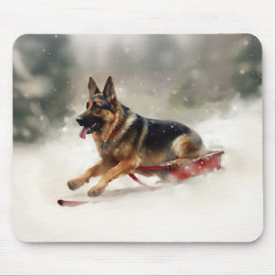 Deutscher Schäferhund Weihnachten Schnee Winter Mousepad