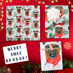 Deutscher Schäferhund Weihnachten Wasserfarbe Tann Geschenkpapier Set