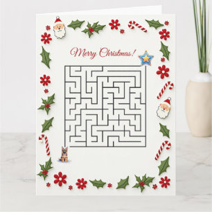 Deutscher Schäferhund Weihnachts-Labyrinth-Puzzle- Karte