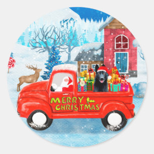 Deutscher Schäferhund Weihnachts-Lkw Schnee Runder Aufkleber