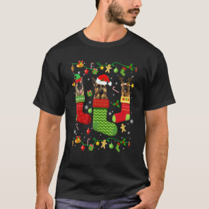 Deutscher Schäferhund Weihnachts Socken Baum Licht T-Shirt