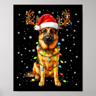 Deutscher Schäferhund Weihnachtsbaum Lichter Schla Poster
