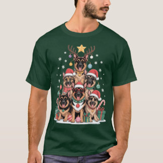 Deutscher Schäferhund Weihnachtsbaum Lichter Xmas  T-Shirt