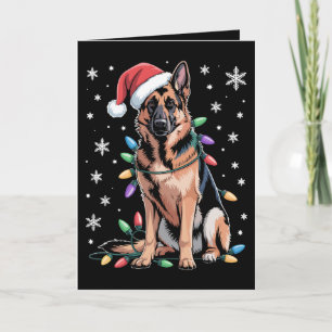 Deutscher Schäferhund Weihnachtsbeleuchtung Santa Karte