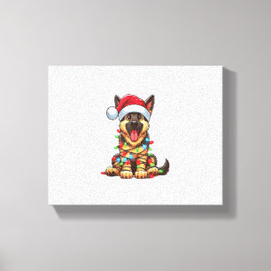 Deutscher Schäferhund Weihnachtsbeleuchtung Santa Leinwanddruck