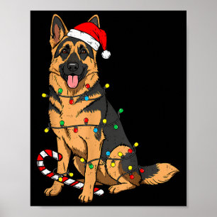 Deutscher Schäferhund Weihnachtsbeleuchtung Weihna Poster