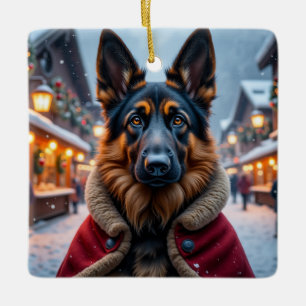 Deutscher Schäferhund Weihnachtskunst Keramikornament