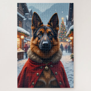 Deutscher Schäferhund Weihnachtskunst Puzzle