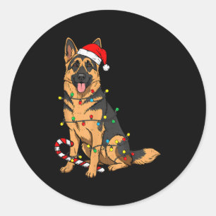 Deutscher Schäferhund Weihnachtslichter Xmas Haust Runder Aufkleber