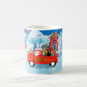 Deutscher Schäferhund Weihnachtslieferwagen Schnee Kaffeetasse