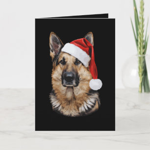 Deutscher Schäferhund Weihnachtsmann Hut Portrait  Karte