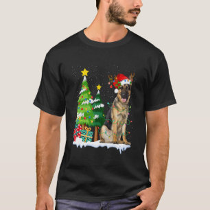 Deutscher Schäferhund Weihnachtsmann Hut Rentier W T-Shirt