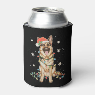 Deutscher Schäferhund Weihnachtsmann Hut Weihnacht Dosenkühler