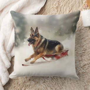 Deutscher Schäferhund Weihnachtsschnee im Winter Kissen