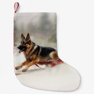 Deutscher Schäferhund Weihnachtsschnee im Winter Kleiner Weihnachtsstrumpf