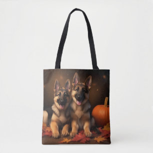 Deutscher Schäferhund-Welpe Herbstfreude Kürbis 